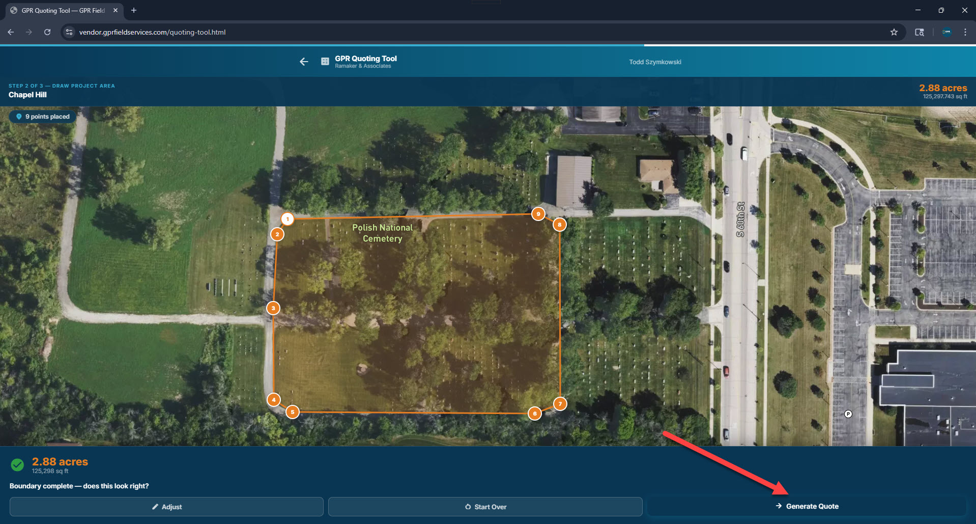 Polygon in adjust mode