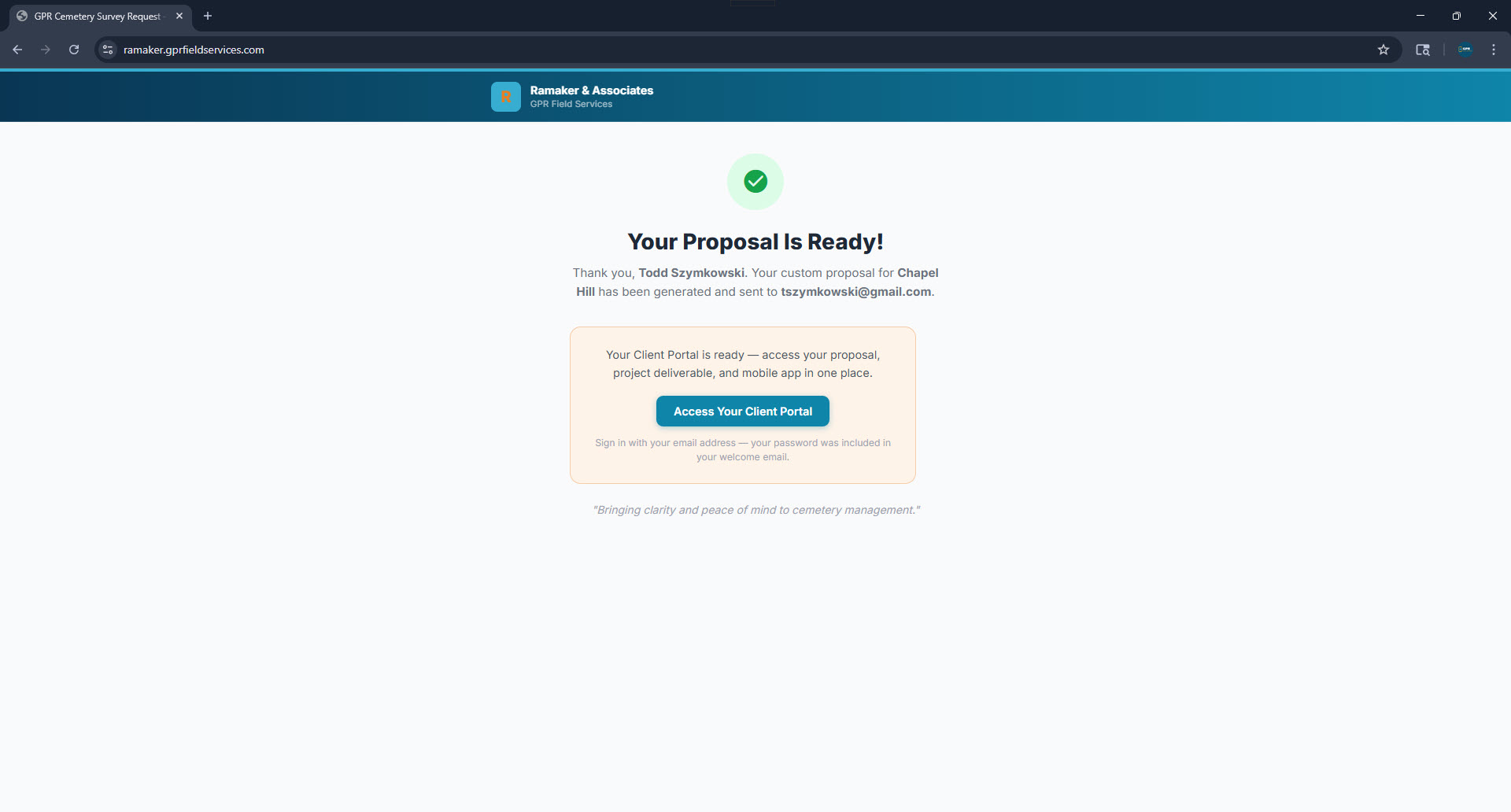 Proposal ready confirmation