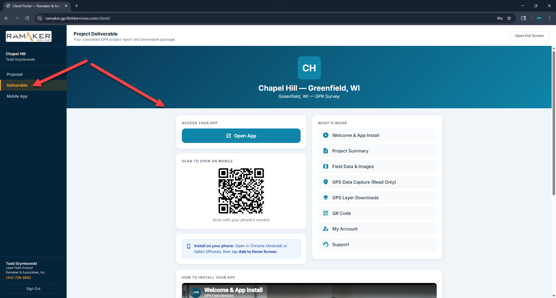 Portal deliverable tab