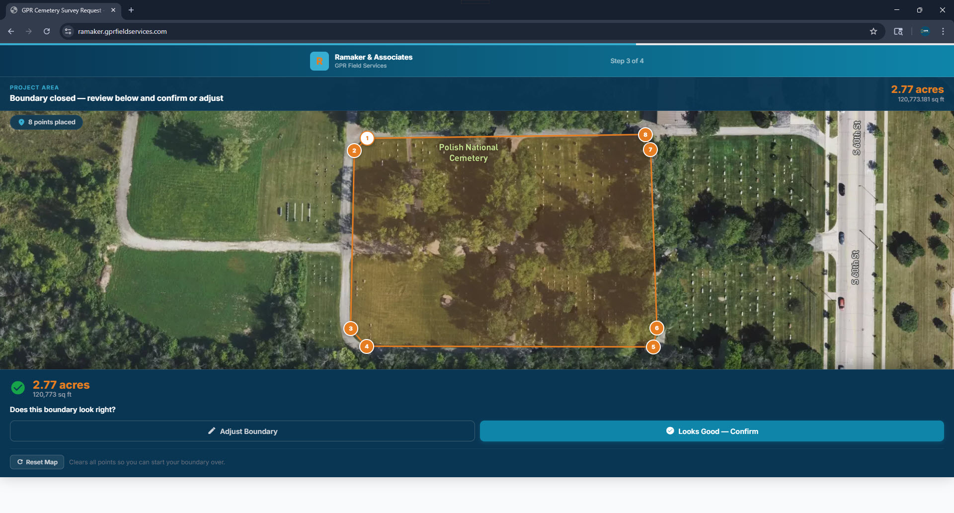 Boundary drawn and confirmed